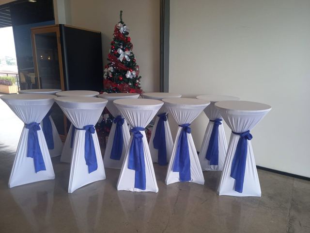 Cocteleras blancas con lazo azul